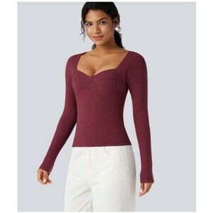 Halara HeatCore Push Up Long Sleeve Top-Large-Warming-Molded Cups-LIned-NEW